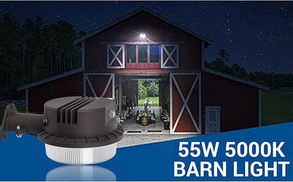 LED Barn Light Dusk to Dawn with Photocell, 55W 7500LM 5000K Daylight, 500W Incandescent/200W HID Replacement, Weather Resistant Outdoor Security Light for Yard, Garage, Farm, Porch