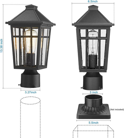 Darkaway Outdoor Post Lights Lamp Post Light Fixture, Waterproof Aluminum Housing with Glass, Fence Post Deck Lighting for Garden, Patio, Pathway (1 Pack, Black)