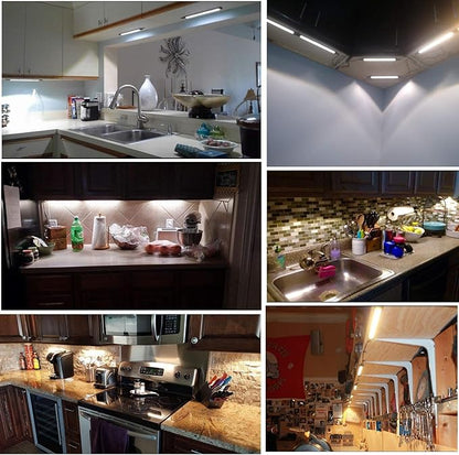 AIBOO LED Under Counter Light Rigid Bar Kit, Plug in Corded Under Cabinet Lighting with 12V LED Dimmable Switch for Counter Shelf Showcase Display Lighting (6 Panels,Warm White)