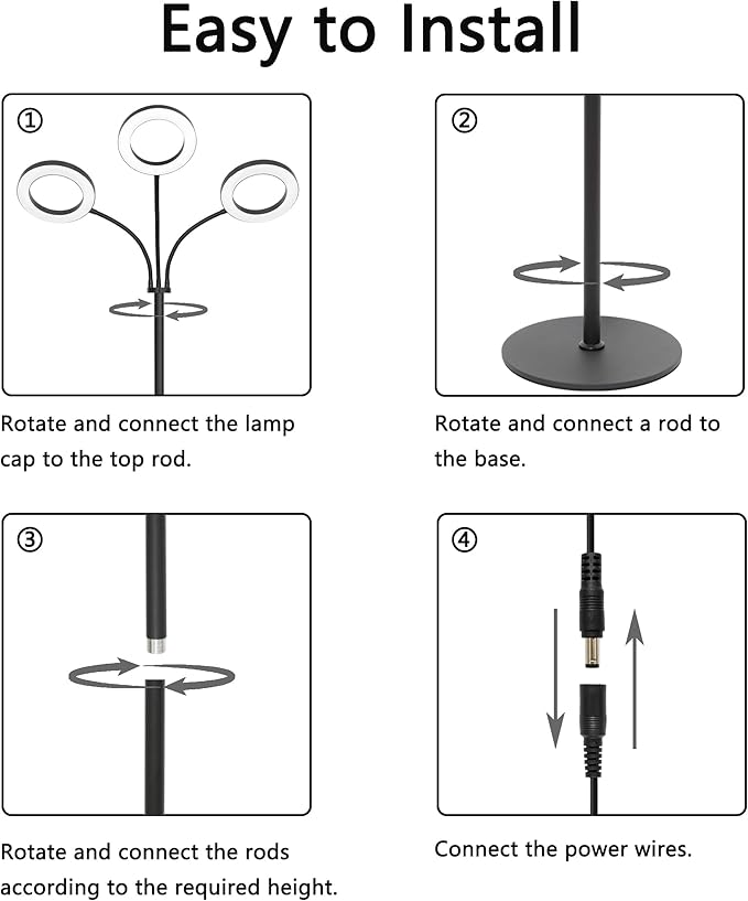 Grow Light for Indoor Plants, 3-Head Full Spectrum LED Tall Plant Lights with Timer, 3 Color Modes Standing Floor Growing Lamp, 74" Height Adjustable, 10 Dimmable Levels for Large Plants