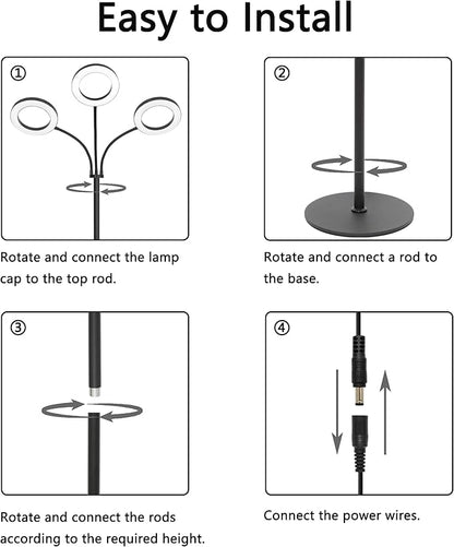 Grow Light for Indoor Plants, 3-Head Full Spectrum LED Tall Plant Lights with Timer, 3 Color Modes Standing Floor Growing Lamp, 74" Height Adjustable, 10 Dimmable Levels for Large Plants