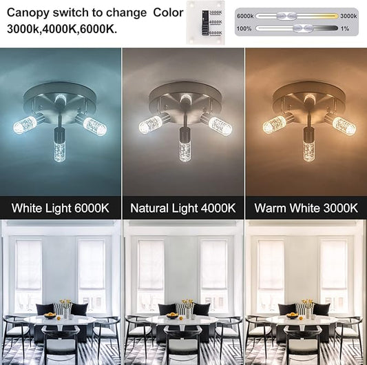 Directional Flush Mount Ceiling Spot Light Fixture,3D Generation Canopy Switch Dimmable 3000k 4000K 6000K Color Change Track Lighting Kit,Rotatale Ceiling Track Lighting Fixture for Dining Room…