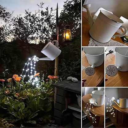 Solar Fairy Lights Outdoor White, Multi Strand 180 LEDs Watering Can String Light, Waterproof Solar Powered Waterfall Lights, Cool White Firefly Bunch Lights