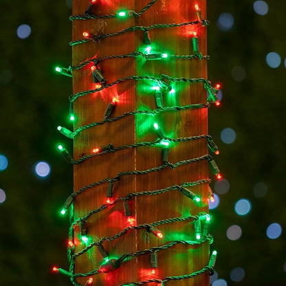 Novelty Lights 25ft 50 LED Red/Green Christmas Lights Outdoor/Indoor, 6" Spacing, Green Wire String Lights for Festive Xmas Lighting, IP55, UL Listed, Dimmable, Connectable