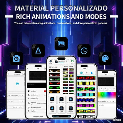 LED Devil Eye Lights for Windshield, LEDs Flexible APP Control Programmable LED Sign for Car Truck Motorcycle RV Window, Custom Animated Eyes Matrix Panel with Remote
