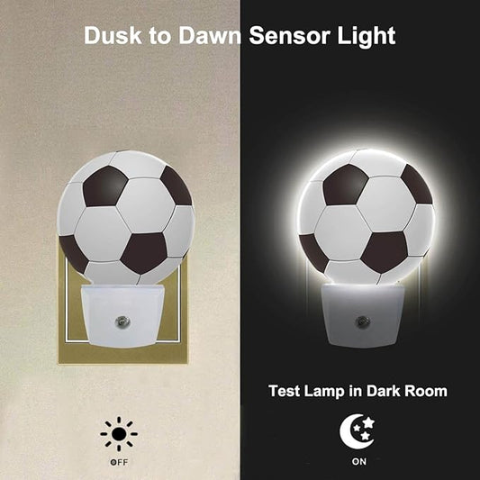 American Football Night Light Popular Sports Play Soccer Ball LED Dusk to Dawn Plug-in Nightlight Auto Sensor for Bedroom Bathroom Hallway Living Room