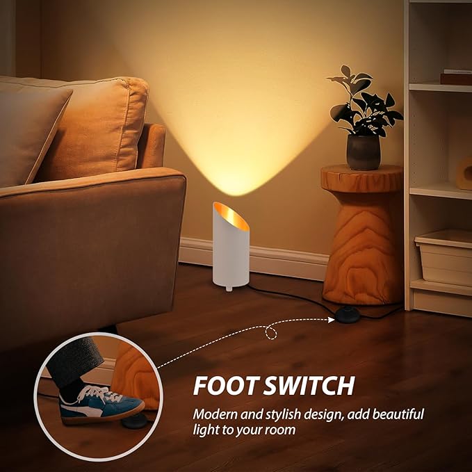 2 Pack Uplighting Indoor, 7W Floor Can Lights with 2700K LED GU10 Bulbs, IP44 Waterproof Uplights Spotlight for Dark Corner Sofa House Plant Wall Artwork Indoor, 6.5FT Plug Cord & Foot Switch