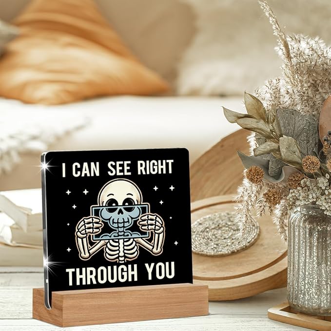 Funny Xray Tech Gifts for Women Men, Radiology Tech Gifts for Xray Tech Nurse MRI, Radiology Gift I Can See Through You Acrylic Plaque Office Desk Decor Sign 4 × 4 Inch