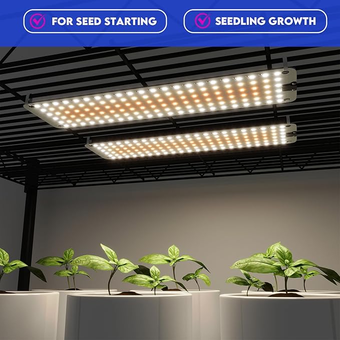 Under Cabinet Grow Light, Under Shelf Grow Lights for Indoor Plants Full Spectrum, with Auto Timer 3/9/12H, Adjustable Lighting Color, Ultra-Thin Grow Light Panel for Seed Starting, Plants, 4Pack