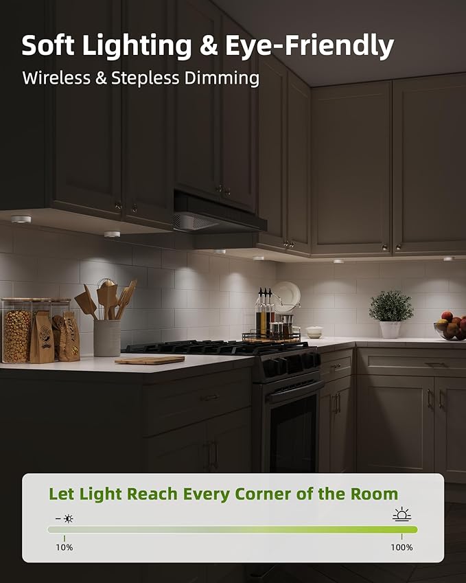 EZVALO LED Puck Lights with Charging Station, Rechargeable Stick On Tap Lights, Wireless Closet Light, 3 Color Temps, Under Cabinet Lights, 2.5'' Mini Touch Light for Kitchen,Pantry,Shelves(4 Pack)