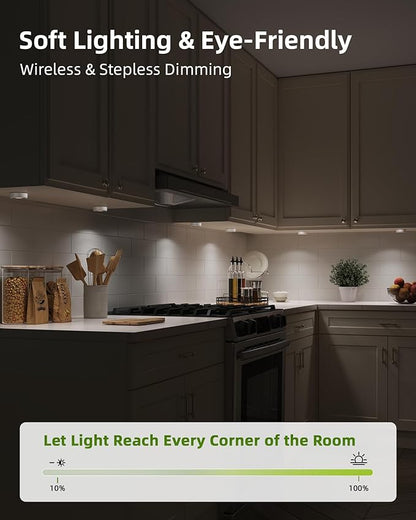EZVALO LED Puck Lights, Rechargeable Stick On Tap Lights, Wireless Closet Light, 3 Color Temps, Under Cabinet Lights, 2.5'' Mini Touch Light, Ideal for Kitchen,Closet,Pantry,Shelves,Camper(6 Pack)