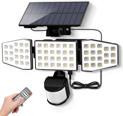 ALUSSO Solar Lights Outdoor Motion Sensor 400LM, LED Security Lights with Remote, 3 Modes (Dusk to Dawn/Auto/On Time), CCT 3000K-6500K Waterproof Flood Light for Garden Yard Garage, 1 Pack