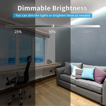 COB LED Strip Lights 100ft,6000K DC 24V Dimmable White Flexible LED Rope Lights for Bedroom,with Remote and app Control LED Lights Strip for Living Room, Shelf, Cabinet(2 Rolls of 50ft)