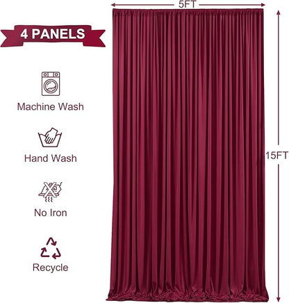 20ft x 15ft Burgundy Wrinkle Free Backdrop Curtains for Wedding Party Backdrops Curtain Drapes Fabric Decorations Photo Back Drop Cloth for Baby Shower Photography Stage Reception