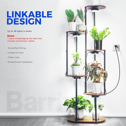 Barrina Orbgrow OG09 Puck LED Grow Light, 5000K 9W(135 Watt Equiv), Plant Lights for Indoor Plants Full Spectrum, Magnetic & Linkable, Small Grow lamp, Perfect for Plant Shelf, 1 Pack, Black