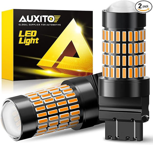 AUXITO 3157 LED Bulbs Amber for Turn Signal Lights, Super Bright 3056 3156 3057 4157 LED Bulbs with Projector for Turn Signal Blinker Reverse Back Up Parking Marker License Plate Lights
