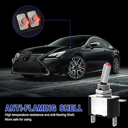 Nilight 3PCS Red LED Toggle Switches 12V 20A 3 Pin 2 Position ON Off SPST Heavy Duty Rocker Switch for Auto Car Marine RV Vehicles Truck Boat Dash