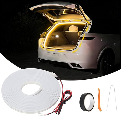 Car LED Strip Lights, Dynamic Flowing Car Trunk Light Strip, 157.48" Trunk Led Light Strip, Easy Install, Waterproof, Suitable for Cars, SUVs(Warm Yellow)
