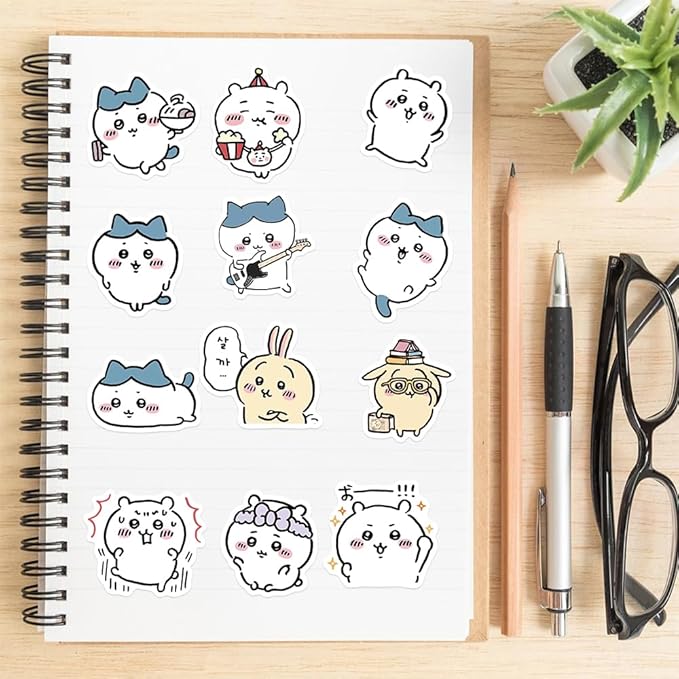 60pcs Japanese Cartoon Chiikawa Stickers for Kids, Funny Vinyl Waterproof Stickers for Water Bottle Phone Journal Guitar Skateboard Gifts for Teens Adults