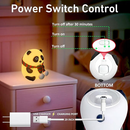 Cute Panda Night Light, LED Soft Clay Novelty Animal Night Light with 7 Color Modes, Soft Silicone Dimming for Decoration (Panda)