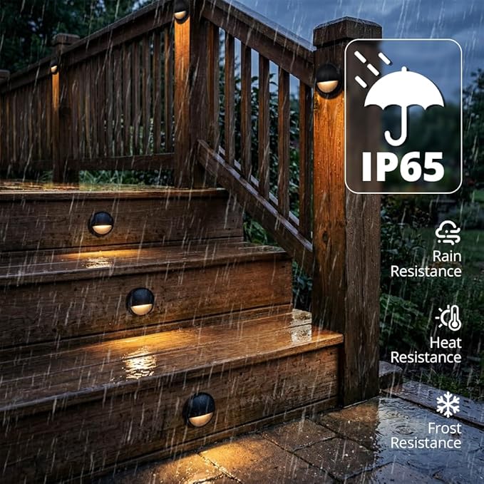 GKOLED Low Voltage LED Deck Lights, Landscape Step Stair Railing Light with 2W Integrated LED Chips, Die-cast Aluminum 12V AC/DC Accent Lighting Fixtures with Black Powder Coated Finish (4-Pack)