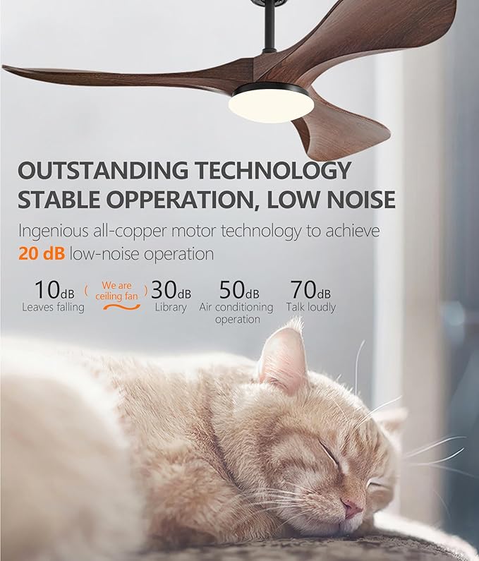 60 in Ceiling Fan of 7400+CFM High Airflow with Light & Mute Remote Control,Outdoor/Indoor Ceiling Fan with 3 Blades Noiseless Reversible DC Motor 6 Speeds with 3 CCT and Timer for Living Room Patios