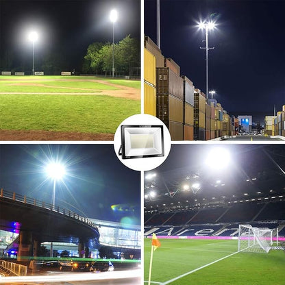 400W LED Stadium Flood Light Outdoor, 2140W Equivalent, 32000LM Super Bright Outdoor Security Lights, IP66 Waterproof, 6000K Daylight White, Commercial Lighting for Sports Fields and Counts