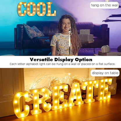 Small Led Marquee Letters, Light Up Letters, 8.58 Inch Led Letter Lights, Battery Powered Lighted Sign for Table, Party, Birthday, Christmas Decor (Letter C)