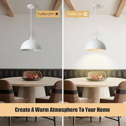 3 Pack White Pendant Lights Kitchen Island 11.8" Modern Dome Pendant Light Fixtures Farmhouse Industrial Vintage Hanging Ceiling Light Fixture for Dining Room Foyer Hallway Bar Cafe Kitchen