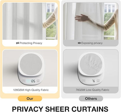 Anmao Non-See-Through Privacy Semi Sheer Curtains for Living Room 90 Inch Length 2 Panels Set, Light Filtering That Let Light in Rod Pocket Window Drapes for Bedroom, 52W x 90L, Light Grey