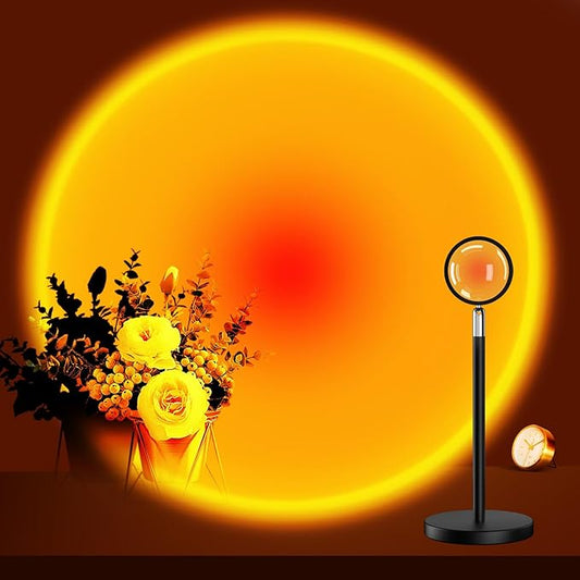 Neroupe Sunset Lamp Projector for Girls, Sunset Red Color Led Lamp Mood Lighting Night Light, 180° Adjustable Sunset Lamps for Living Room Decor/Home Decor/Bedroom Decor/Party