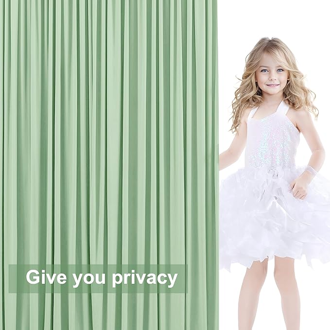 10x12 Sage Green Backdrop Curtains for Wedding Party Wrinkle Free Backdrops Curtain Drapes Fabric Decorations Photo Back Drop Cloth for Baby Shower Photography Stage Reception 5ft x 12ft,2 Panels