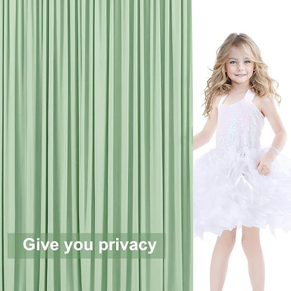 10x12 Sage Green Backdrop Curtains for Wedding Party Wrinkle Free Backdrops Curtain Drapes Fabric Decorations Photo Back Drop Cloth for Baby Shower Photography Stage Reception 5ft x 12ft,2 Panels