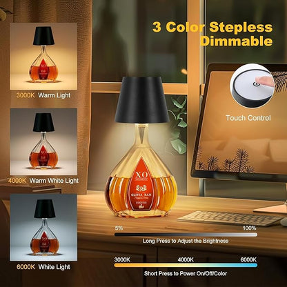 2026 New Wireless Bottle Lamp,LED Bottle Lights for Liquor & Wine Bottles,Bottle Light with Dimmable(Black+White)