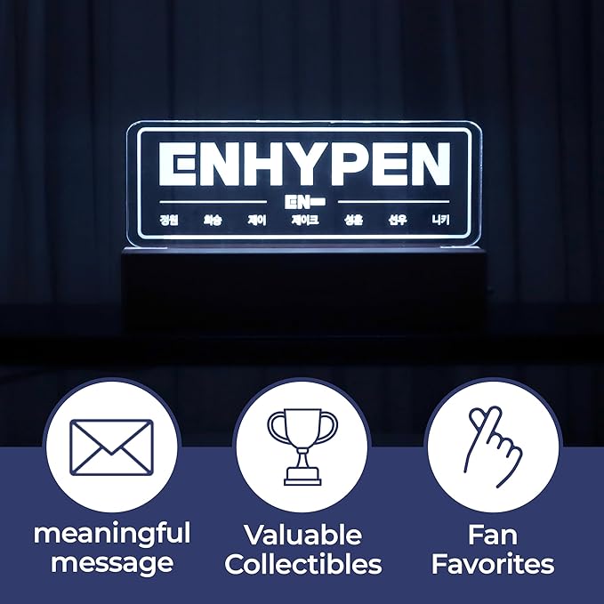 En.hypen Night Light, Kpop Merchandise, Korean Idol Lamp for Engene, 7RGB Color, Dimmer, 8.3 x 4.2 x 1.7