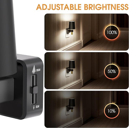 Briignite Night Light, Dimmable Night Lights Plug into Wall [2 Pack], Dusk to Dawn Sensor, Daylight White 5000K, 0-100LM, Plug in NightLight, Vintage Night Light for Hallway Bedroom Stairway