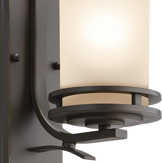 Kichler Hendrik 12” Wall Light Fixture in Olde Bronze with Umber Etched Glass, 1-Light Wall Lamp for Bedroom or Living Room, 5076OZ