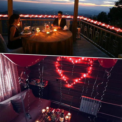 JMEXSUSS 2 Pack Red String Lights Battery Operated Rope Lights Outdoor, Total 200LED 8 Mode Christmas Light with Remote/Timer, Red Outdoor Light for Garden Tree Yard Valentines Day Decorations