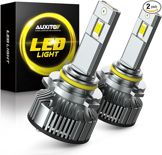 AUXITO 9006 Bulb - 900% Brighter 6500K White, Direct Fit Mini Size, Hassle-Free Plug & Play, Extended Lifespan, Flicker-Free Operation, Pack of 2