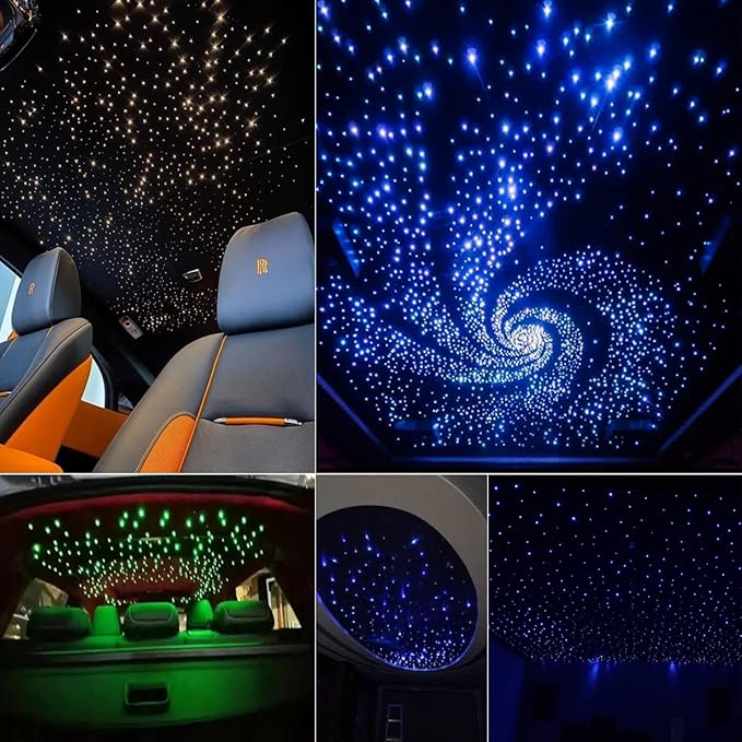 AKEPO APP 6W Mini Size Starlight Headliner Fiber Optic Lights Kit, 200pcs 0.03in/0.75mm 6.5ft/2m Optical Fibers+Music Activated Function+Remote/APP Control Star Ceiling Light Kits