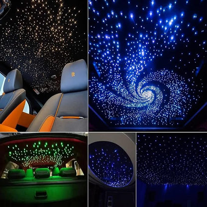 AKEPO 6W Mini Size Music Sync Fiber Optic Starlight Headliner Lights Kit, 295pcs Mixed Size Fibers(0.75+1+1.5mm) 9.8ft/3m App/28key Remote Control Star Ceiling Light Kit