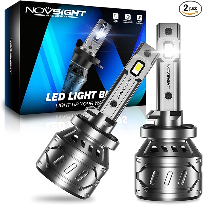 NOVSIGHT 880 LED Fog Light Bulbs - 6500K White 60W 13000LM Bright 899 885 893 LED Fog Lights, Plug and Play Fast Cooling Fog Light Bulbs Replacement, IP68 Waterproof, Pack of 2