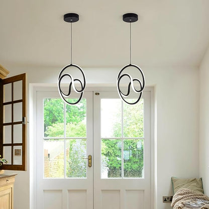Modern Pendant Lights Fixtures, 4000K LED Black Pendant Light for Kitchen Island, Kitchen Pendant Lighting,Chandeliers for Dining Room Hanging Lights, 1 Pack