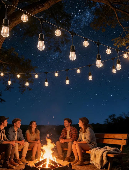 Bistro Lights Outdoor 30FT, Cafe Patio String Lights with Shatterproof LED Bulbs, Warm White Waterproof Plug-in Hanging Lights for Pergola, Balcony, Backyard Party and Deck Decor