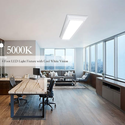 FAITHSAIL Dimmable 4FT LED Wraparound Light, Selectable 3 Color Temperature 3000K/4000K/5000K CCT 50W 5500LM 4 Foot Kitchen LED Light Fixture, Flush Mount 48 Inch Ceiling Lighting Fixture, 1 Pack