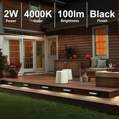ZONK Outdoor Indoor Step Stair Lights, 110V-240V Line Voltage Waterproof IP65 2W 4000K Neutral White Lighting Landscape Lights for House, 1Pack