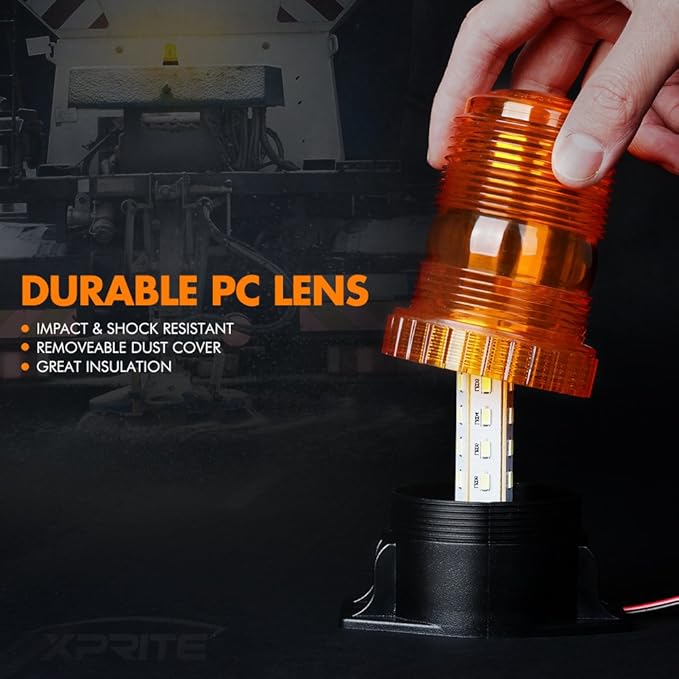 Xprite 30 LED Amber Forklift Beacon Strobe Light Safety Warning Flashing Lights for 10-110V Mower, ATV, Trucks, Tractor, Golf Carts, UTV, Cars, Bus-2PCS