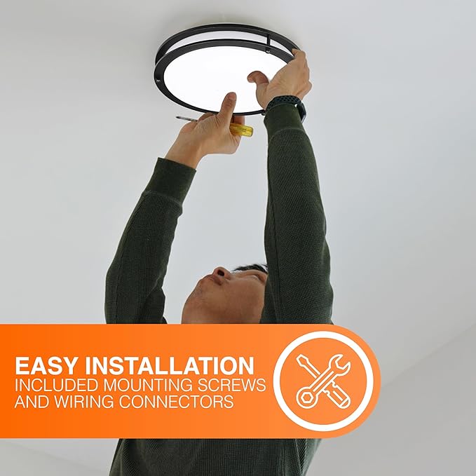 Sylvania 16" Saturn Ring LED Light Fixture,35W, 5 Temperature Select (2700/3000 / 3500/4000 / 5000K), Dimmable, 2500 LMS, Black, for Family Rooms/Hallways/Kitchens/Bedrooms - 1 Pack (67230)
