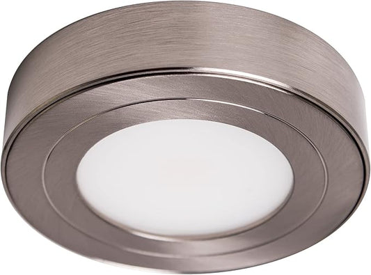 Armacost Lighting PureVue Dimmable LED Undercabinet Puck Light, Daylight 5000K, Brushed Steel 253411