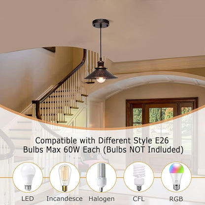 Lingkai Farmhouse Pendant Light Industrial Hanging Light Fixture Vintage Barn Ceiling Lighting for Kitchen Island, Dining Room, Foyer